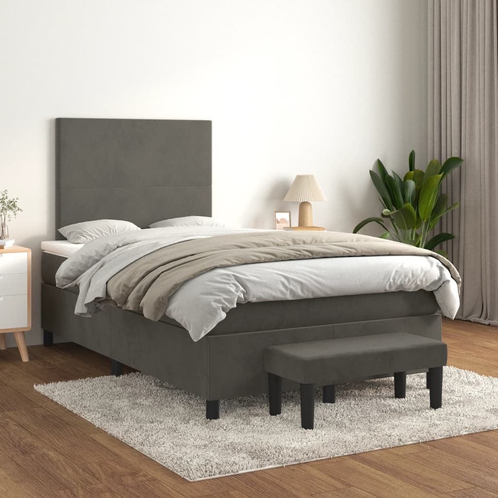 Maison Exclusive - Boxspringbett mit Matratze Dunkelgrau 120x200 cm Samt