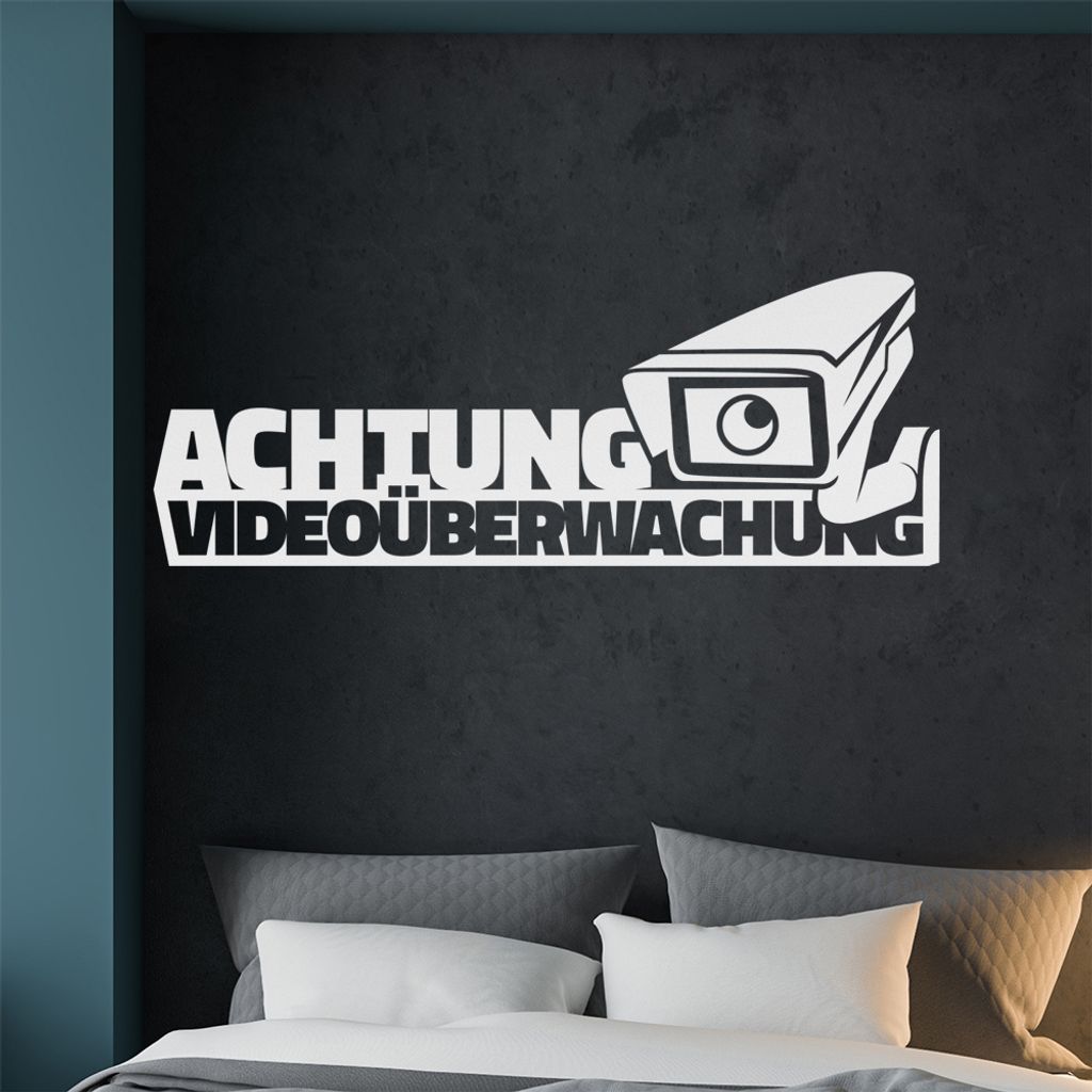 KIWISTAR Achtung Videoüberwachung! - Kamera NSA Wandtattoo in 6 Größen - Wandaufkleber Wall Sticker - Dekoration, Küche, Wohnzimmer, Schlafzimm...