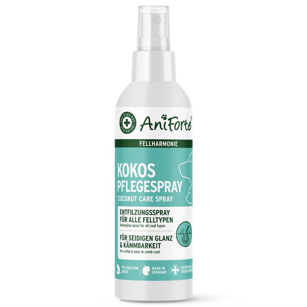 AniForte Fellharmonie Pflegespray Kokos 200 ml – Sanfte Fellpflege für Hunde & Katzen, Entfilzungsspray & Kämmhilfe, für glänzendes Fell mit ...