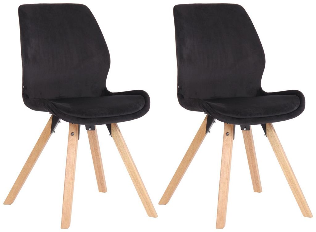 2er Set Stuhl Luna Samt schwarz