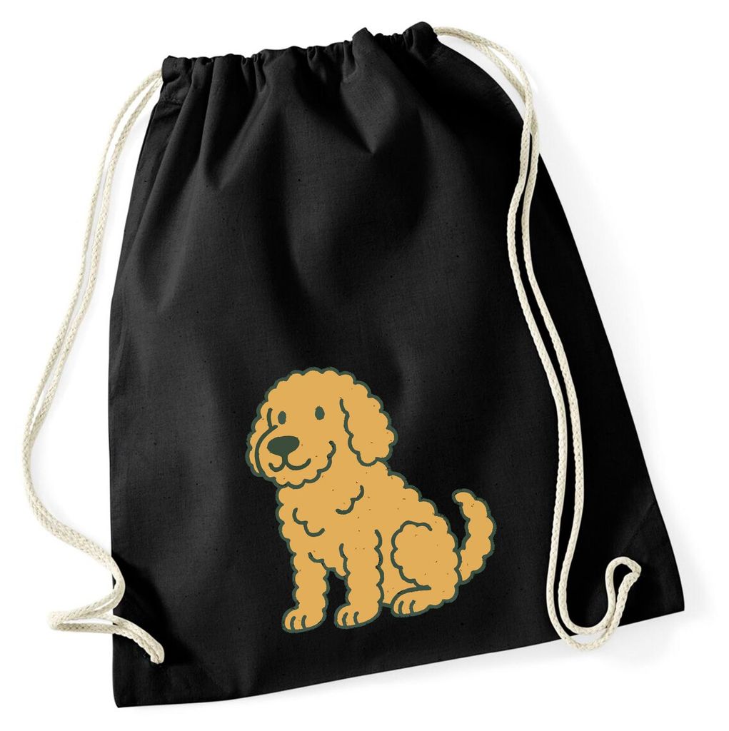Huuraa Turnbeutel Goldendoodle Comic Goldiepoo 12 Liter Black Baumwolle Rucksack Geschenkidee