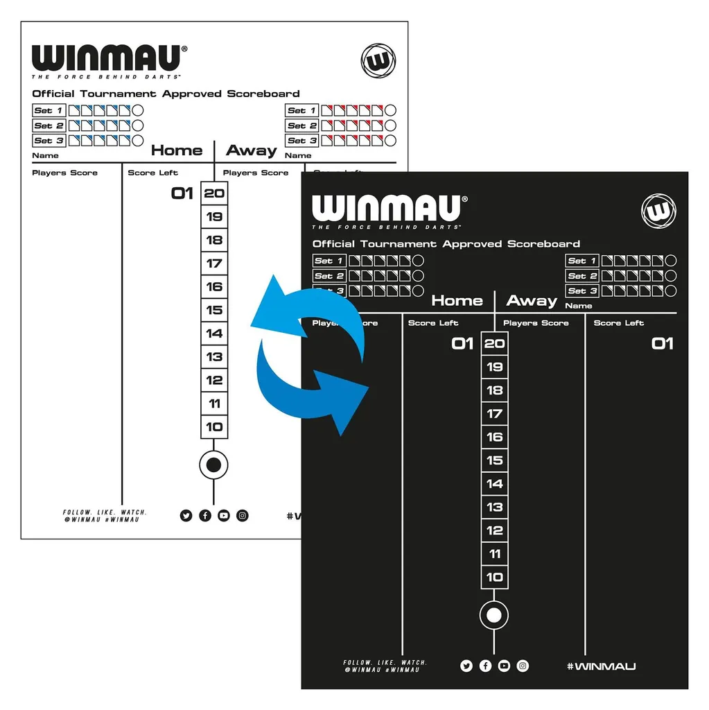 Ardoise de fléchettes Winmau Dart pour noter les scores de match