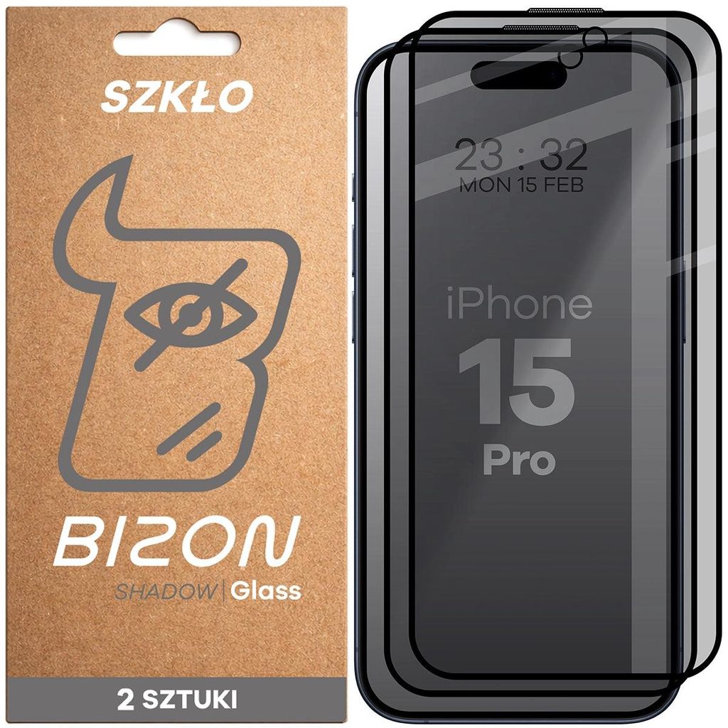 2x Gehärtetes Glas mit Privatschutzfilter für iPhone 15 Produktbild 