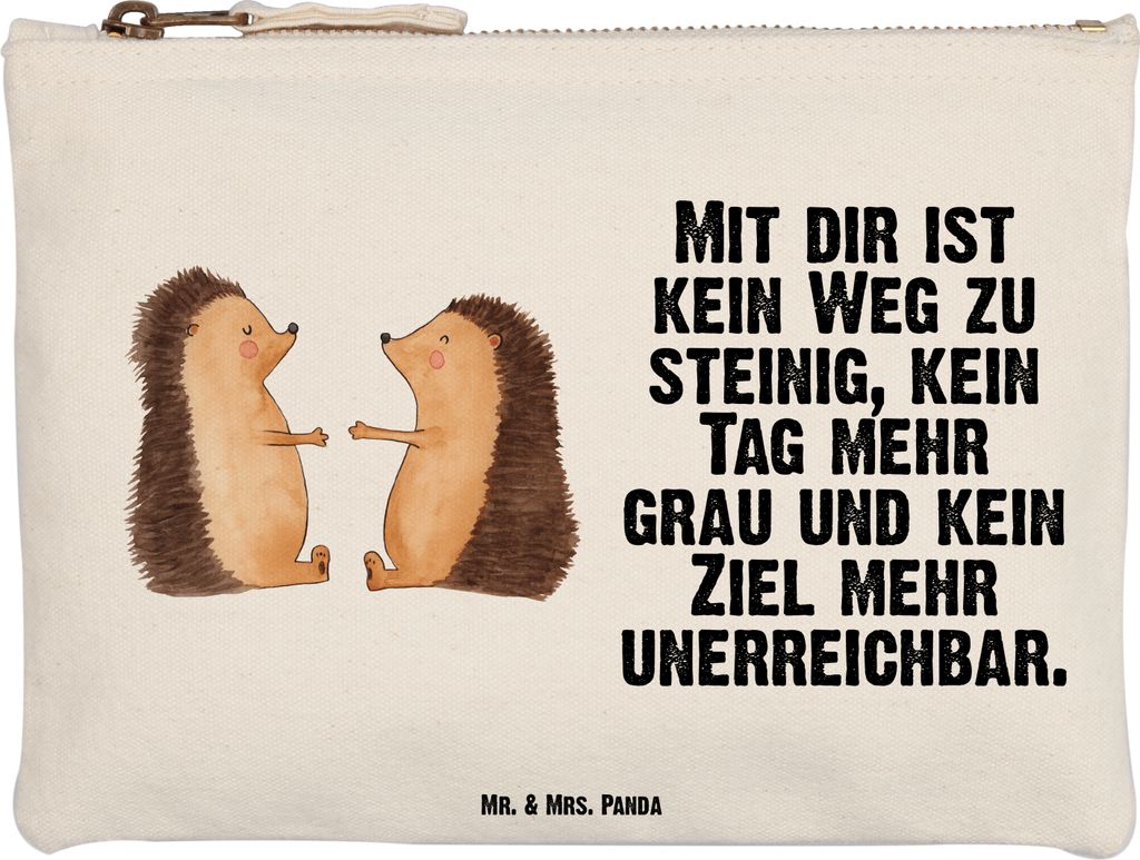 Mr. & Mrs. Panda Etui Igel Liebe Größe M - Weiß - Geschenk, Mäppchen, Freundin, Federmappe, Kosmetiktasche, Schlampermäppchen, Hochzeitstag, P...