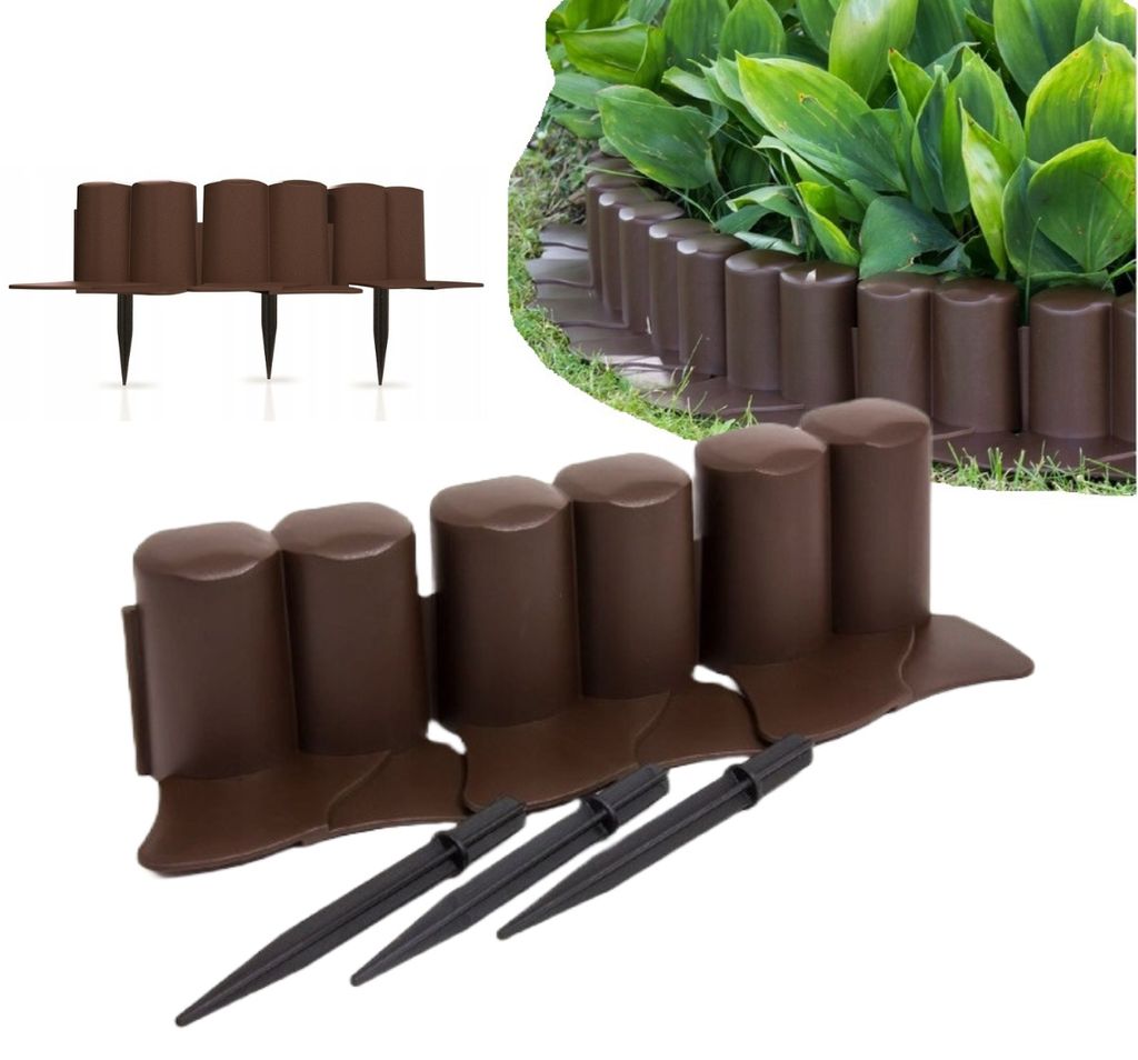 Kunststoff-Gartenpalisade mit Überstand 3,02m braun Produktbild 