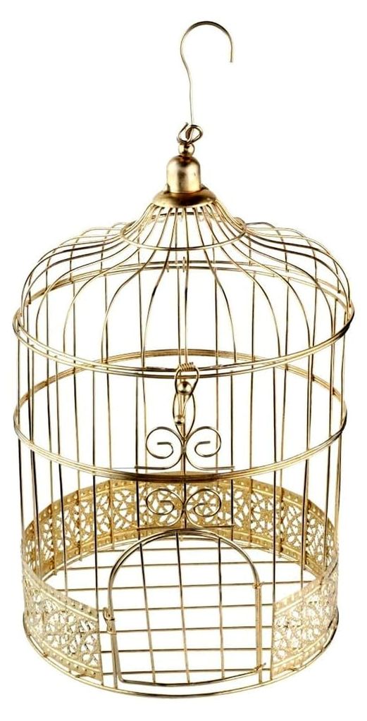 Geldgeschenkbehälter in Form eines Vogelkäfigs, gold
