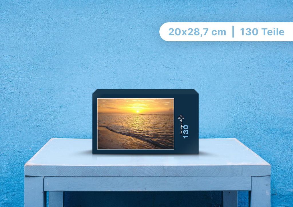 hansepuzzle 107258 - Sonnenuntergang Puzzle, 130 Teile, Natur, 28,7 x 20,0cm mit hochwertiger Aufbewahrung, Kartonbox & Beutel