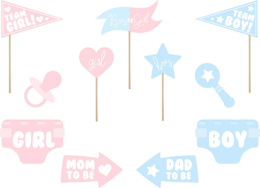 Fotobox Requisiten Boy o Girl 14-26cm Gender Reveal Party Immagine del prodotto 