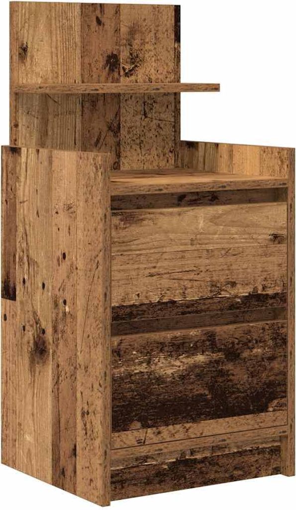 Nachttisch mit 2 Schubladen Altholz-Optik 38x34x80 cm