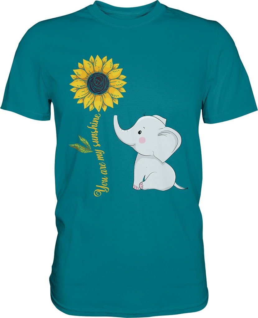 Elefant Sonnenblumen T-Shirt Gärtner Geschenk – Diva Blue / Produktbild 