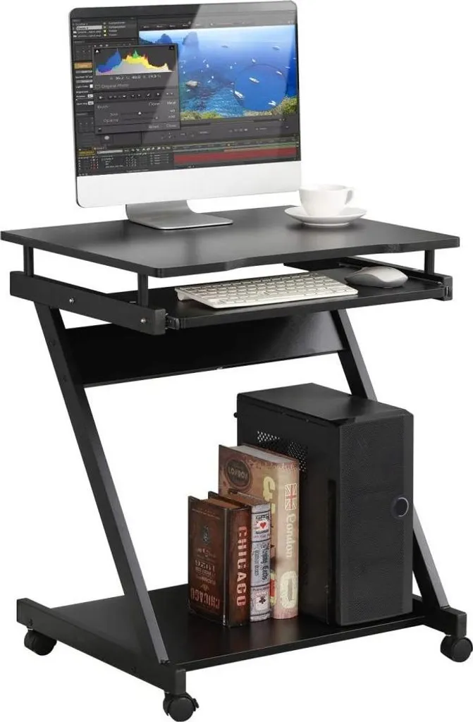 Bureau Ordinateur Noir Techly ICA-TB 935B Robuste et Design Ergonomique