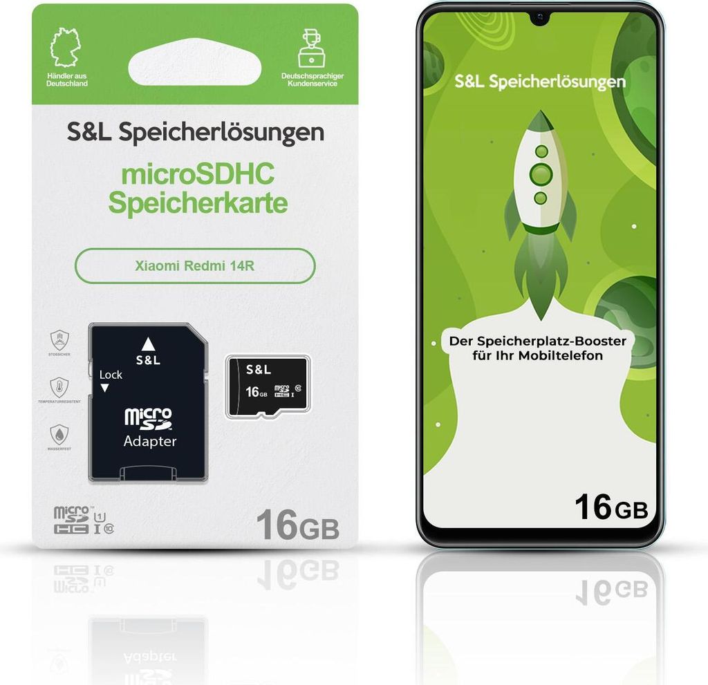 microSD Speicherkarte S&L für Xiaomi Redmi 14R - Speicherkapazität: 16 GB