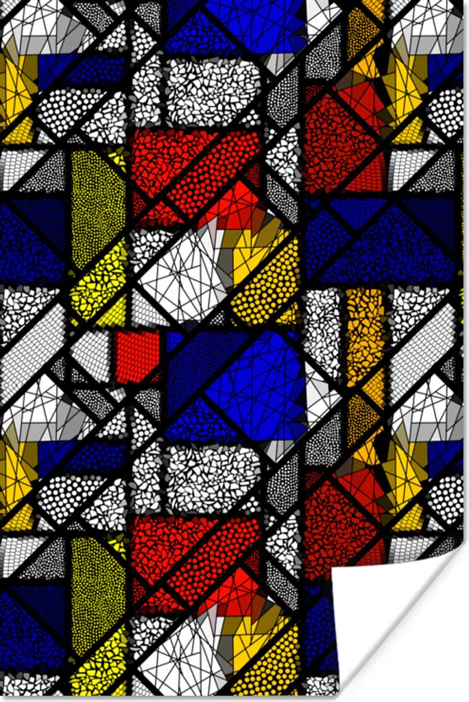 MuchoWow Poster Mondrian - Glasmalerei - Alte Meister - Kunstwerk - Abstrakt - Malerei 120x180 cm - Kunstposter