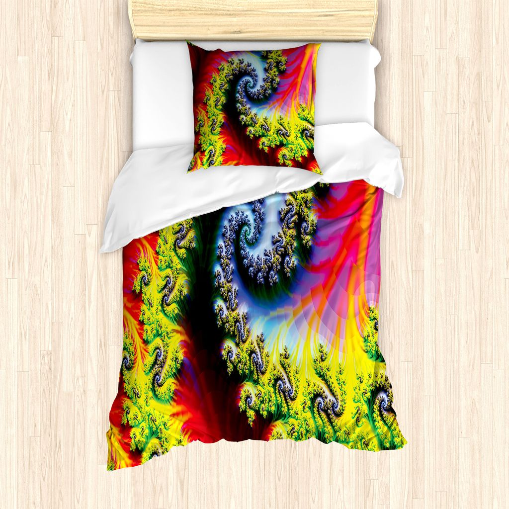 ABAKUHAUS Astral Bettbezug Set für Einzelbetten, Abstrakt Fantasie Psychedelische, Milbensicher Allergiker geeignet mit Kissenbezug, 135 cm x 200 ...