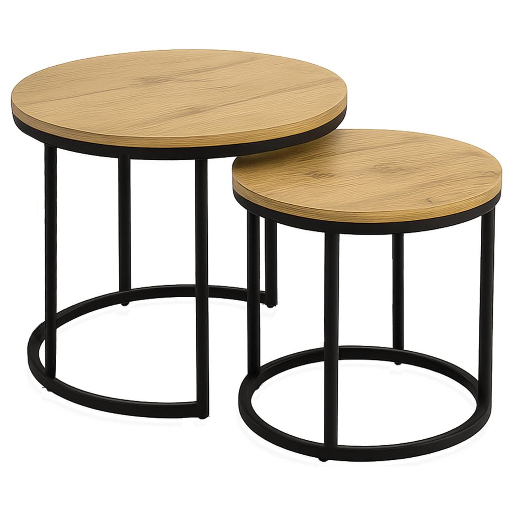 Stoliki kawowe okrągłe Zestaw stolików SK102D loft fi 53x45 Zdjęcie produktu 