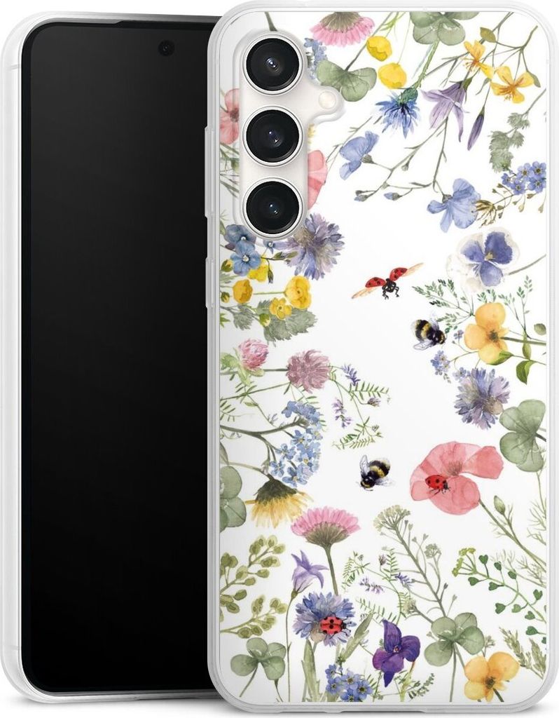 DeinDesign Slim Hülle für Samsung Galaxy S23 FE Silikon Case Ultra Dünn Handyhülle Biene Blumen Muster