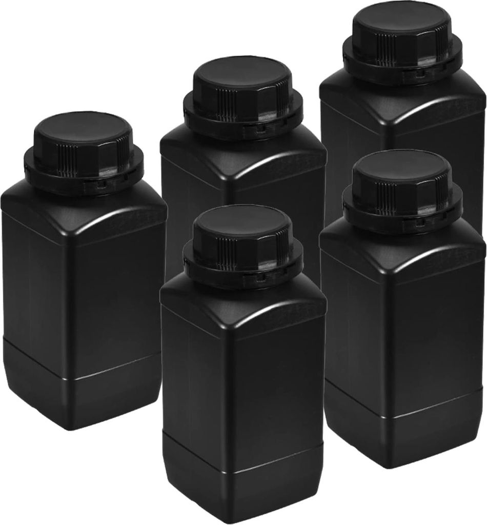 5 Stück Chemie Reagenzflaschen - Laboratoriumsbehälter mit breiter Öffnung - Flüssigkeitslagerung - ideal für Labor, Geschäfte, Fabrik (schwa...
