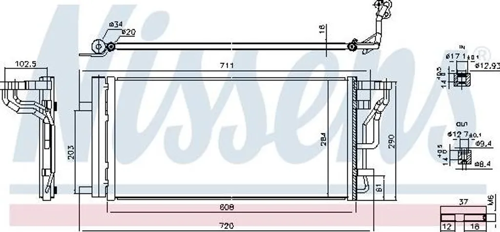 Radiateur de clim Nissens 941289 pour Hyundai i30 et Kia Ceed OE 97606J7200