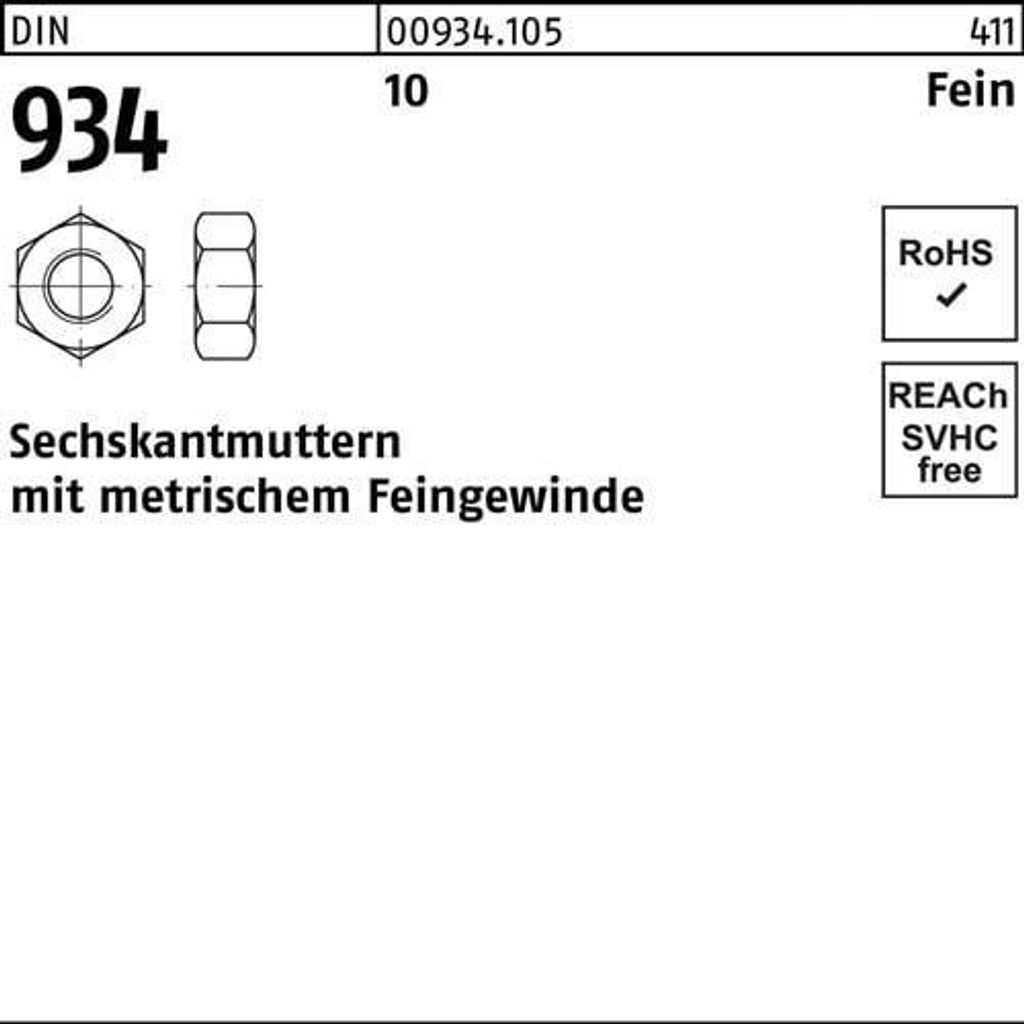 Reyher Sechskantmuttern DIN 934 10 M 36 x 3 (1 Stück)