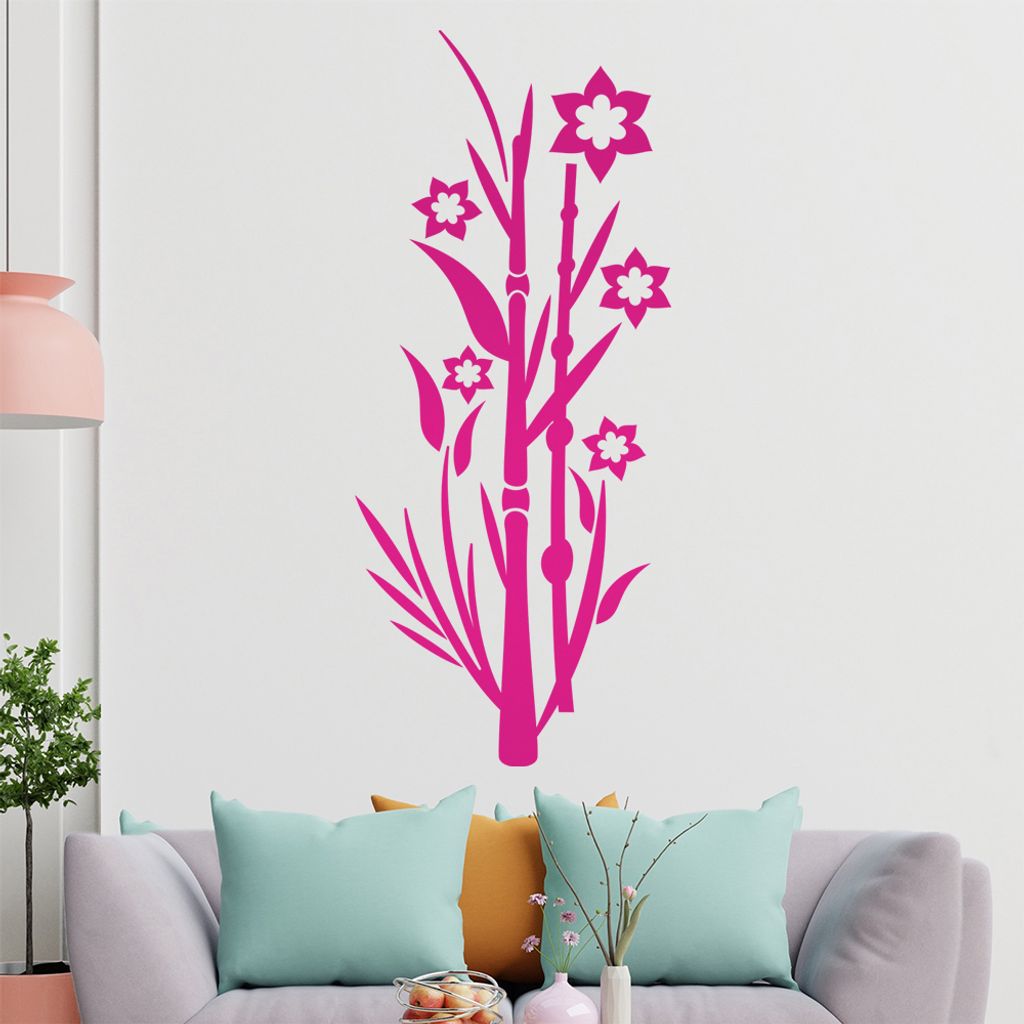 Sternblüten - Gras Wandtattoo in 6 Größen - Wandaufkleber Wall Sticker - Dekoration, Küche, Wohnzimmer, Schlafzimmer, Badezimmer