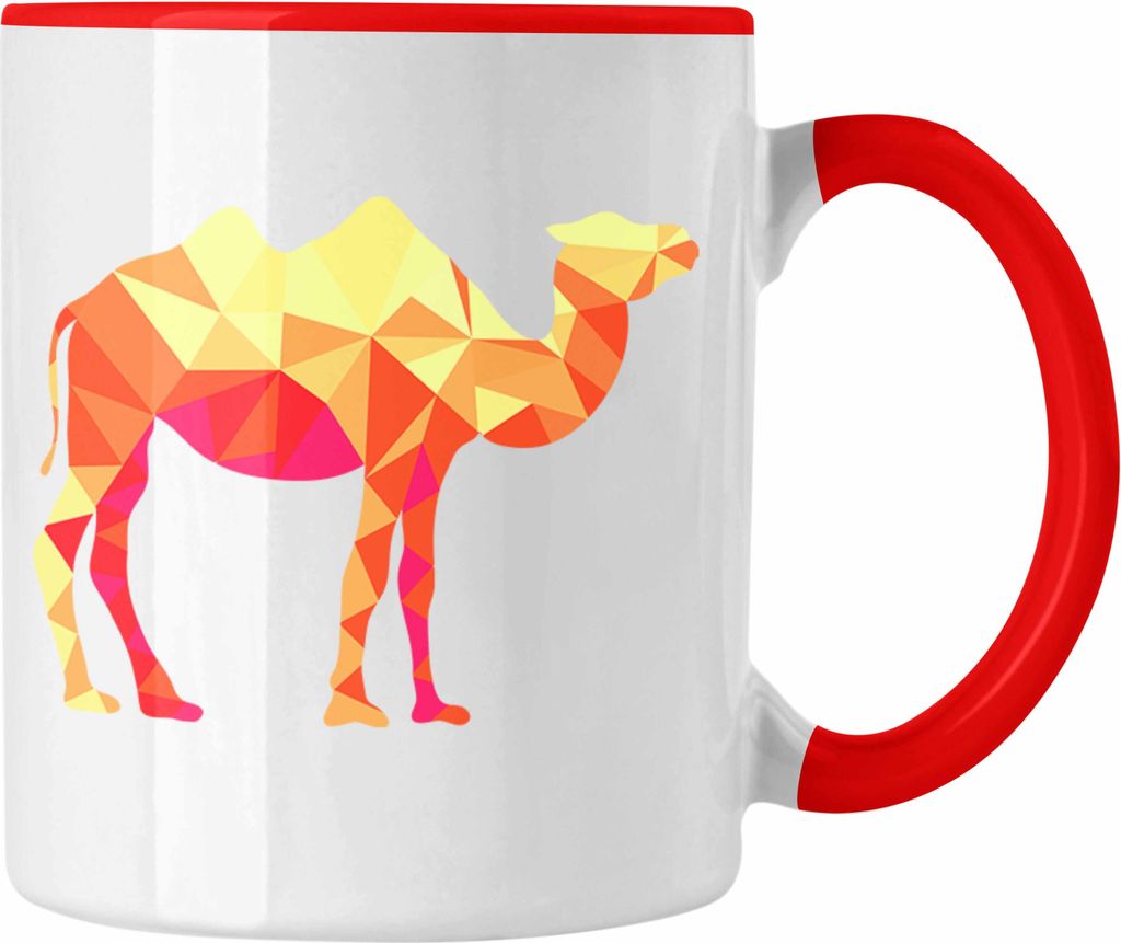 Trendation - Kamel Tasse Geschenk Polygon Grafik Lustig (Rot)