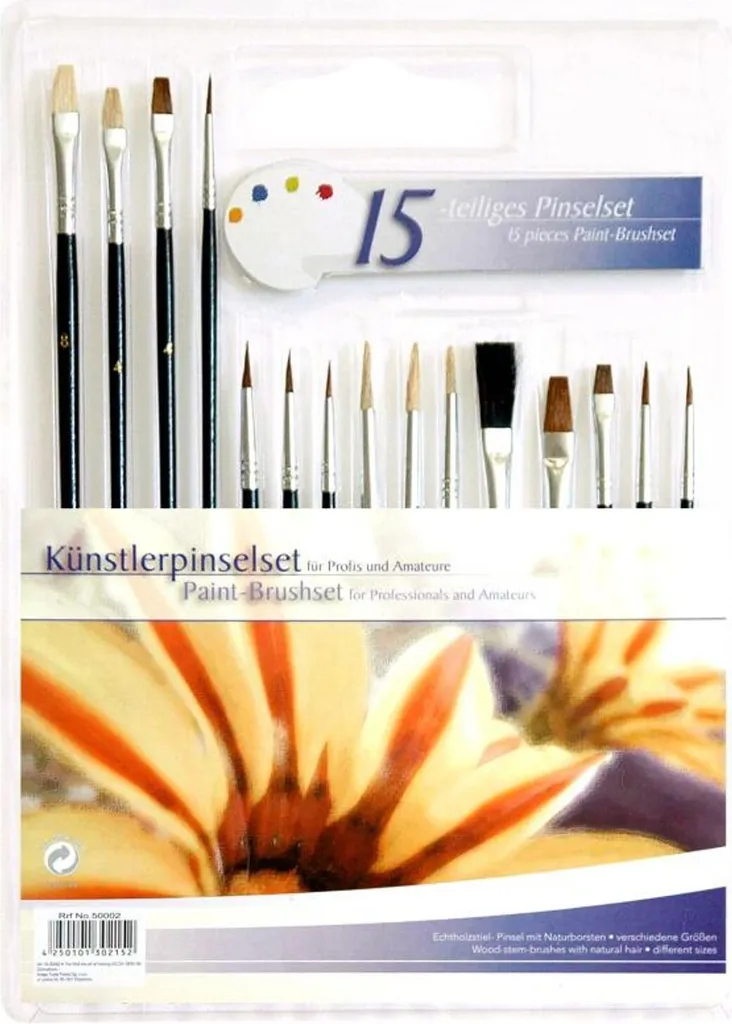Kit pinceaux peinture 15 pièces avec poils synthétiques haute qualité