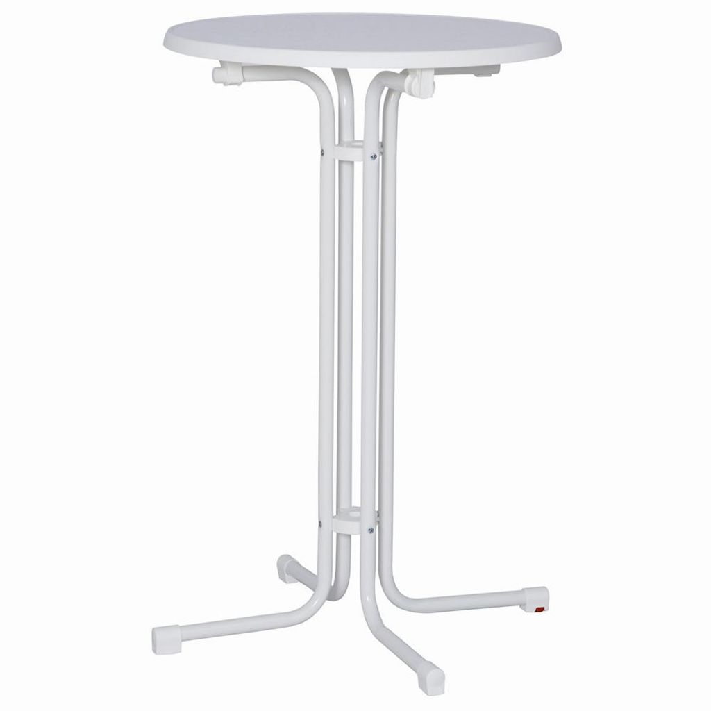 Stehtisch 70 cm klappbar weiß Gestell aus Stahl in weiß, Tischplatte aus Sevelit in weiß