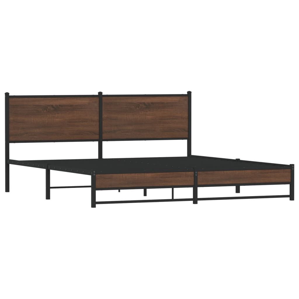 "WINTER SALE"Metallbett Modernes/Doppelbett - Polsterbett Erwachsene/r /Kind - ohne Matratze - Braun Eichen-Optik 160x200cm - Klassische Betten Neu...