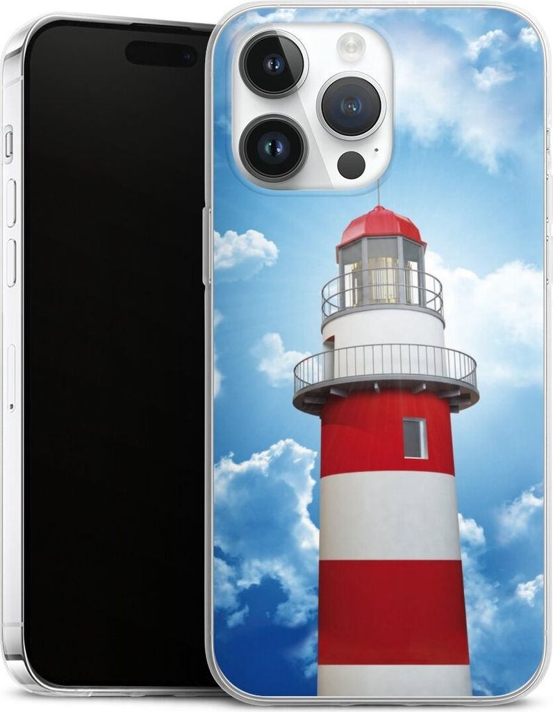 DeinDesign Slim Hülle für Apple iPhone 14 Pro Max Silikon Case Ultra Dünn Handyhülle Himmel Leuchtturm Wolke