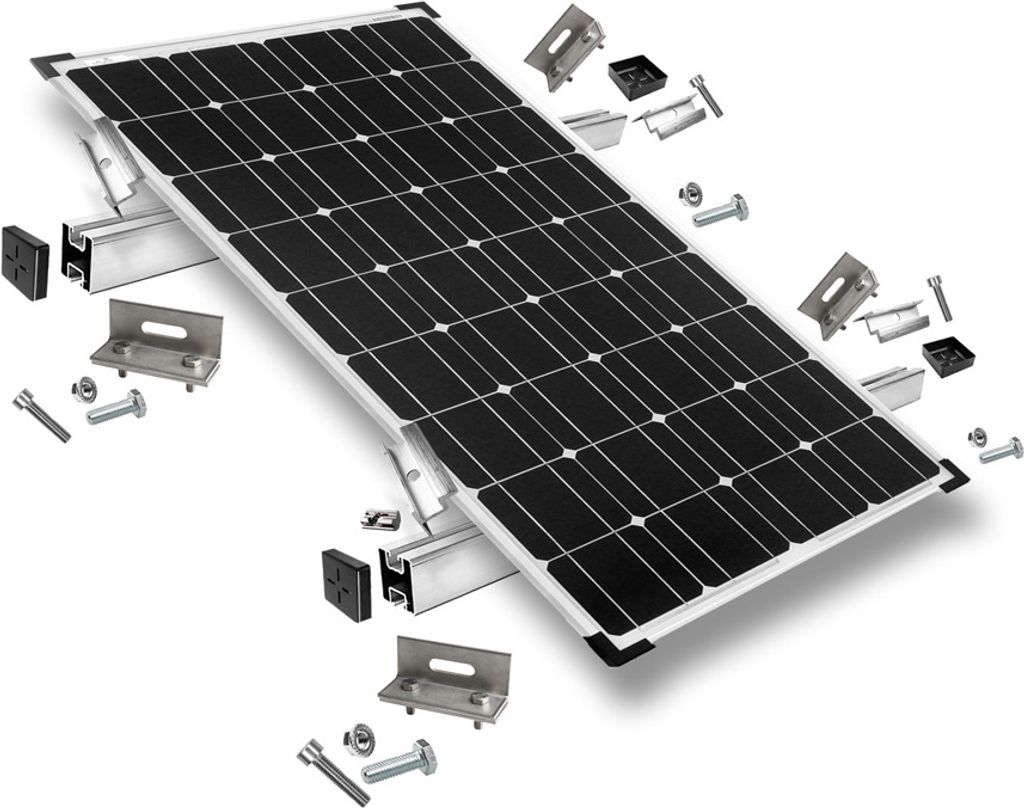 Befestigungskit mit Stehfalzklemmen für Schrägdachmontage 1 Solarpanel Rahmenhöhe 40mm