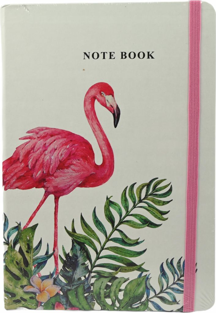 Flamingo Notizbuch A5 mit Gummiband - Liniertes Schreibheft 14,5x21cm für Schule