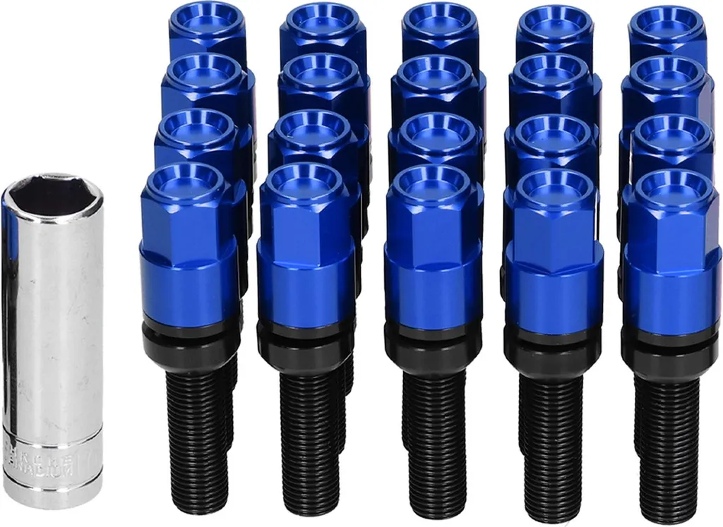Pack de 21 Vis à Œil pour Modification de Roue M14x1.5 Bleu 42mm
