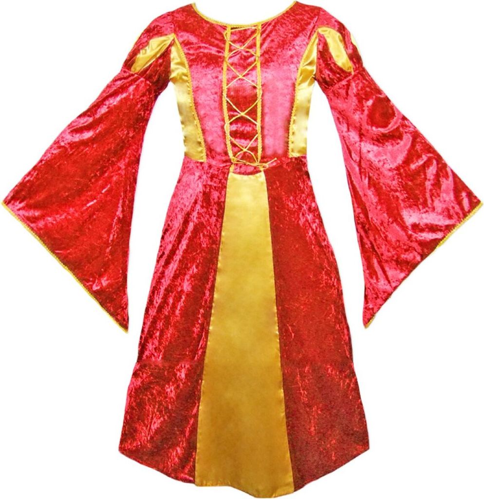 Burgfräulein Kostüm "Prinzessin Helena" für Mädchen | Rot Gold Größe: 152