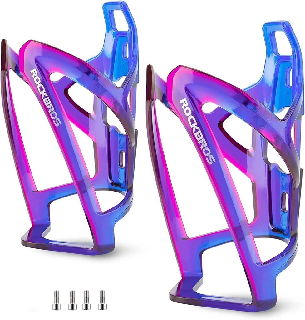ROCKBROS 2 pcs Flaschenhalter Fahrrad Trinkflaschenhalter, 35g, für MTB Rennrad Fahrrad, Blau Lila
