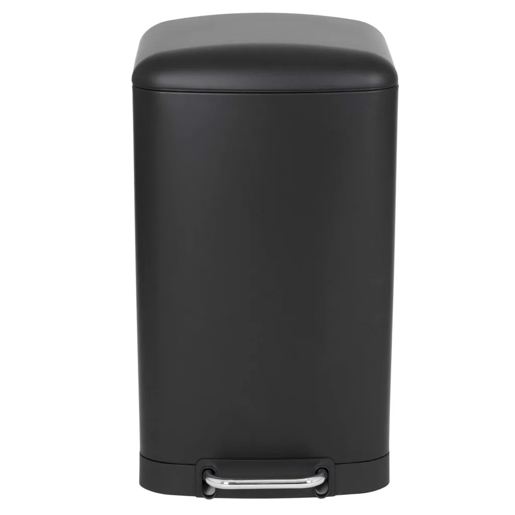 Grande Poubelle de Cuisine 40 Litres Inox Noir avec Couvercle Bombé Chic
