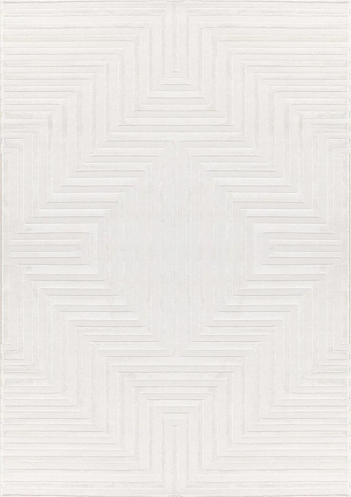 Tapis de Salon Rectangulaire 140x200 cm Crème Sahara Veyra Poils Ras