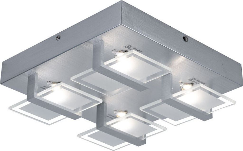 LED Deckenleuchte, 4 flammig, Glas, klar, satiniert, L 26cm