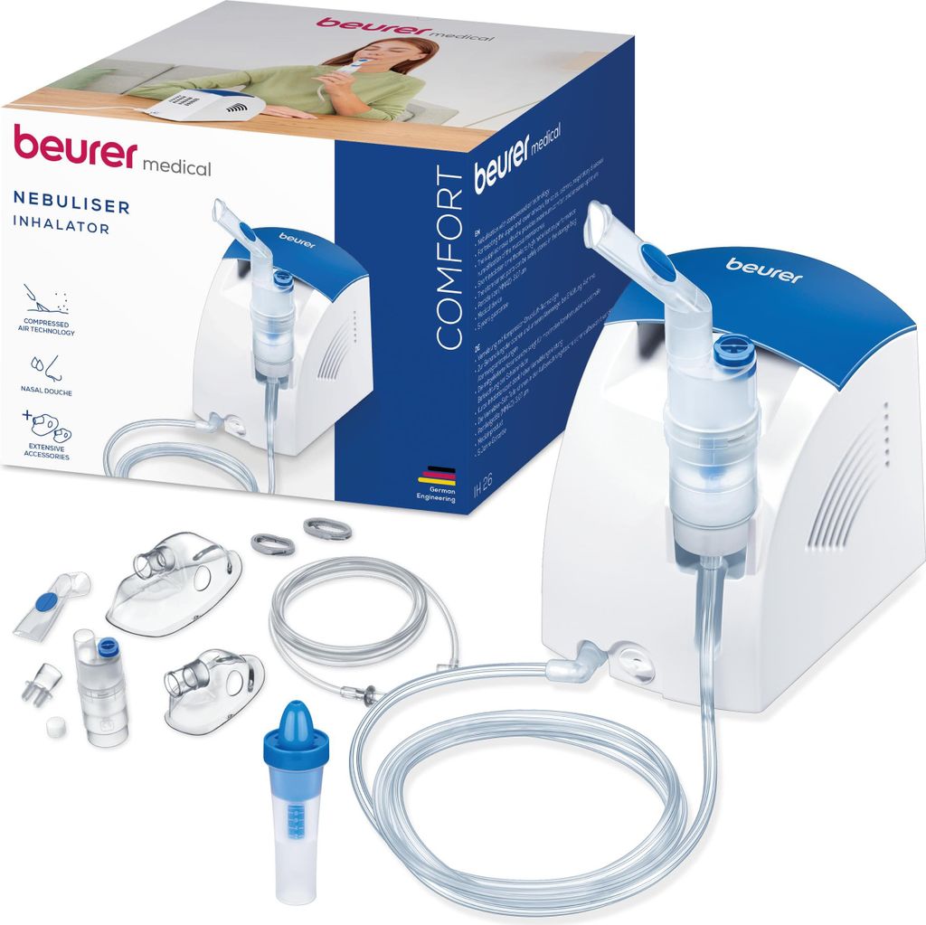 Beurer IH 26 Inhalator, Vernebler mit Nasendusche und viel Produktbild 