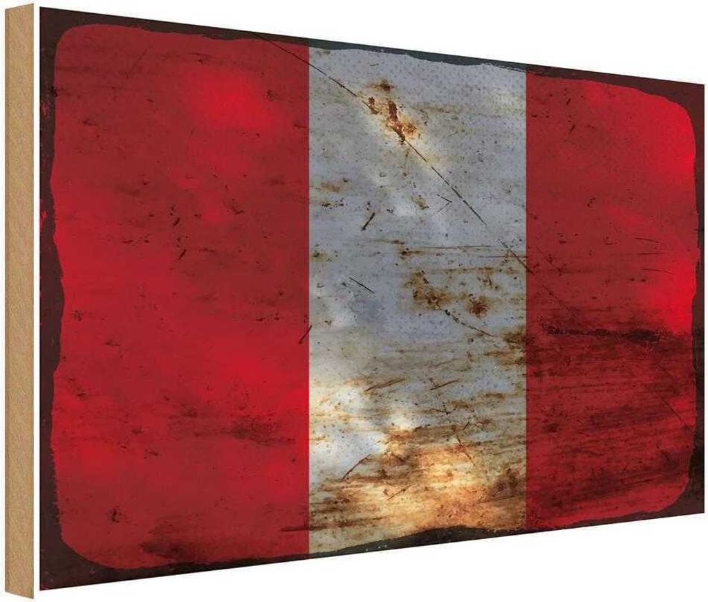 vianmo Holzschild 30x40 cm Peru Flagge Fahne Wappen