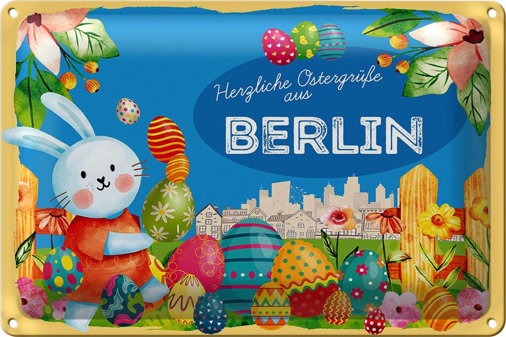 Blechschild Ostern Ostergrüße 40x30cm BERLIN