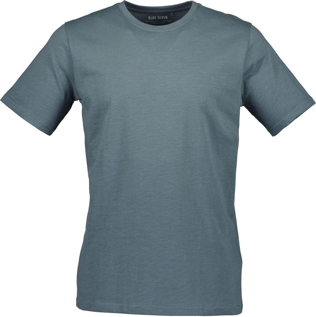 Blue Seven Herren T-Shirt mit Rundhalsausschnitt - Unifarbenes Kurzarm-Shirt aus Baumwolle in Bottle Größe M