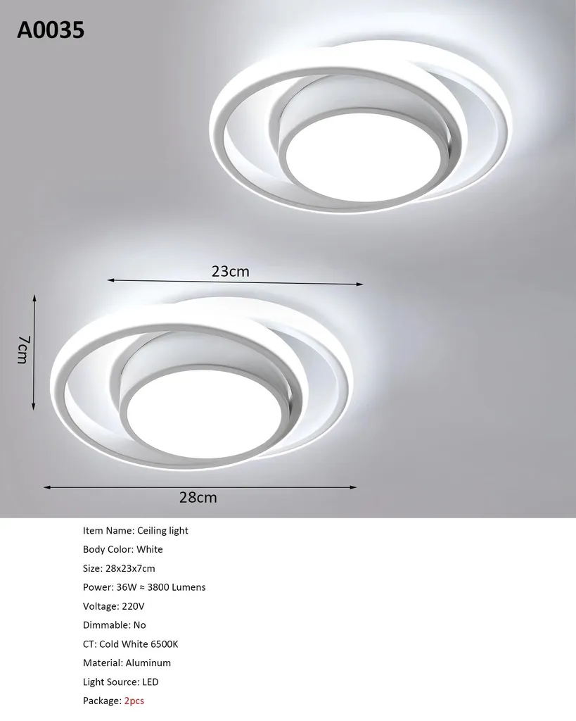 Plafonnier LED moderne A0035 à haute luminosité et économie d'énergie