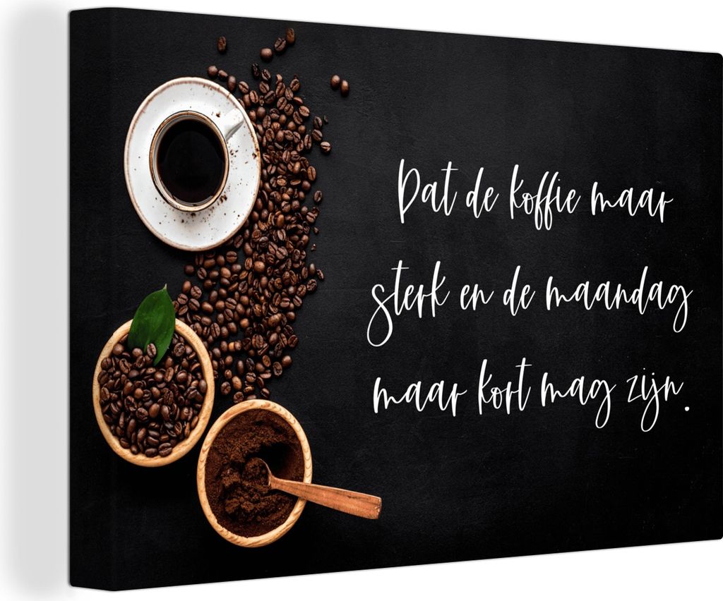 OneMillionCanvasses - Leinwandbilder - 150x100 cm, Küche - Möge der Kaffee stark sein - Kaffee - Espresso, Wandbilder Kunstdruck Wanddekoration...