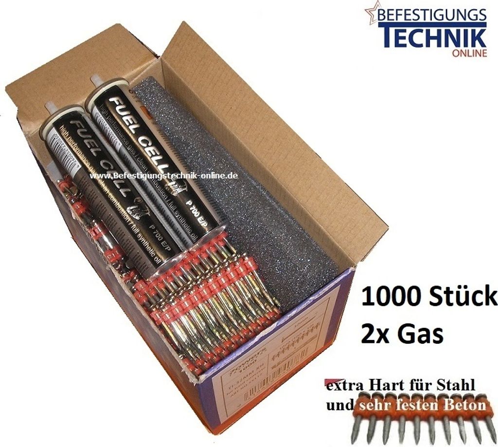Betonnägel 3,0x17mm HC extra hart + Gas für Spit Pulsa 700 Betonnagler C