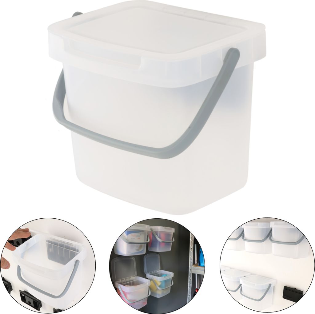 Organisationsbox Orgaisationscontainer Aufbewahrungsbox 19x15x17 cm 3 L transparent hängend Organisation Raum Sortieren Lagern Reinigung Hauswirts...