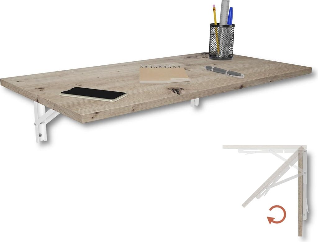 Wandklapptisch Eiche - multifunktional - 1 Stück - 80 x 40 cm