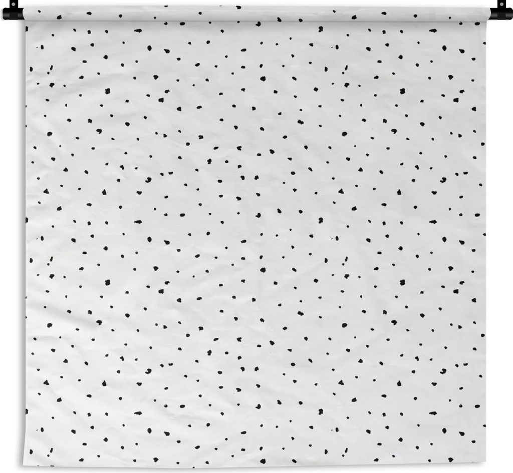 MuchoWow Wandteppich Wandbehang Polka dots - Design - Schwarz - Weiß 90x90 cm Tapisserie Dekoration Wandtuch - Wandaufhänger