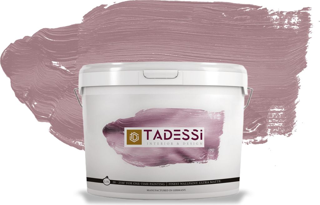 TADESSI Color Vista Wandfarbe Violett - Mauve - Matte Dispersionsfarbe - Hochwertige Innenfarbe für Wand und Decke - 5 Liter Gebinde