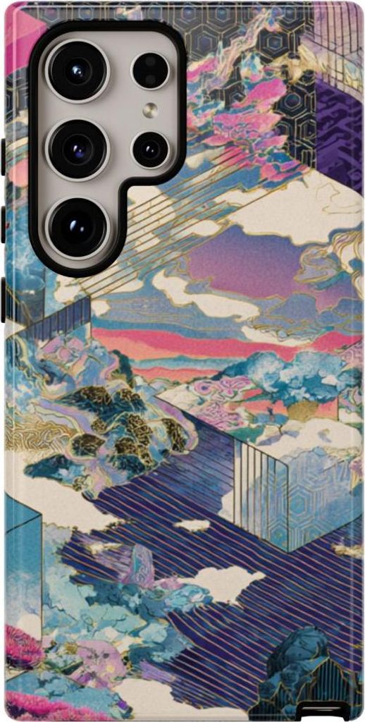 Abstrakte Landschaft mit rosa Bäumen – Hülle Kompatibel mit Samsung Galaxy S24 Ultra