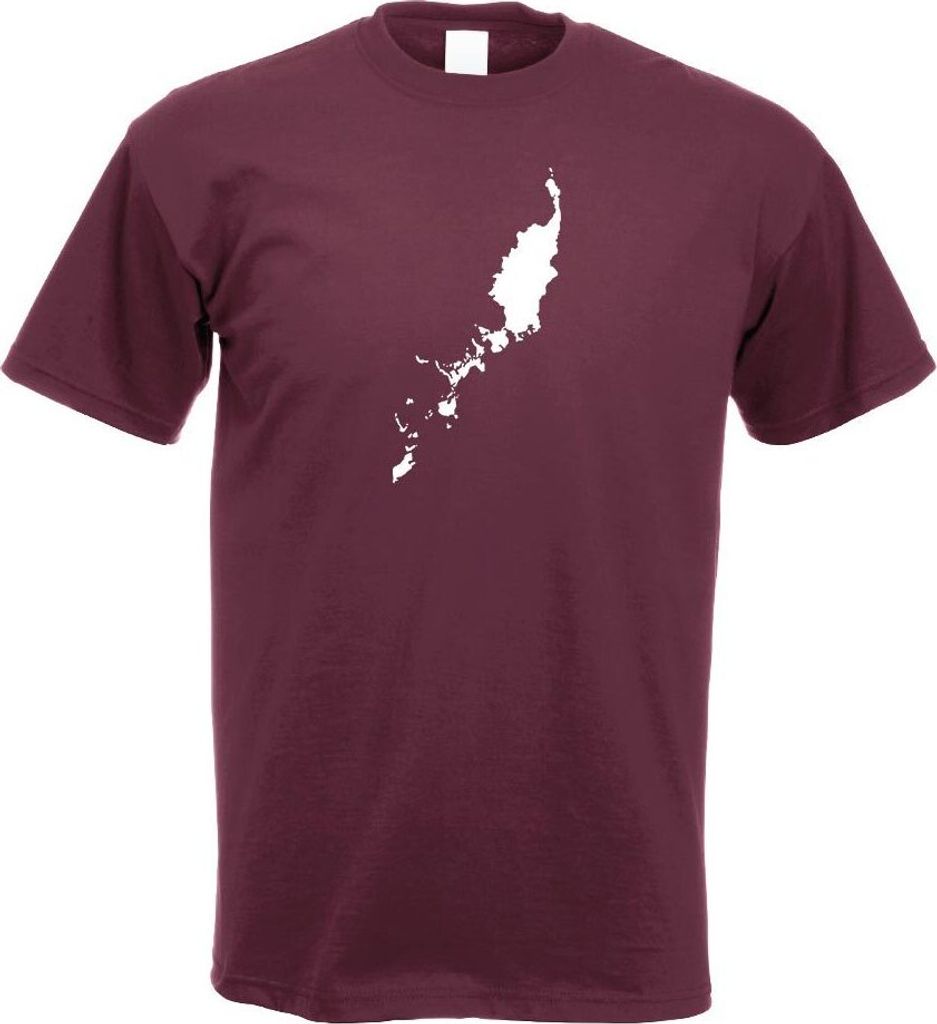 Kiwistar - T-Shirt - Burgund - Palau Umriss Kontur Herren Funshirt Bedruckt Design Sprüche Spruch Motive - mit Motiv Bedruckt - Funshirt Design - ...